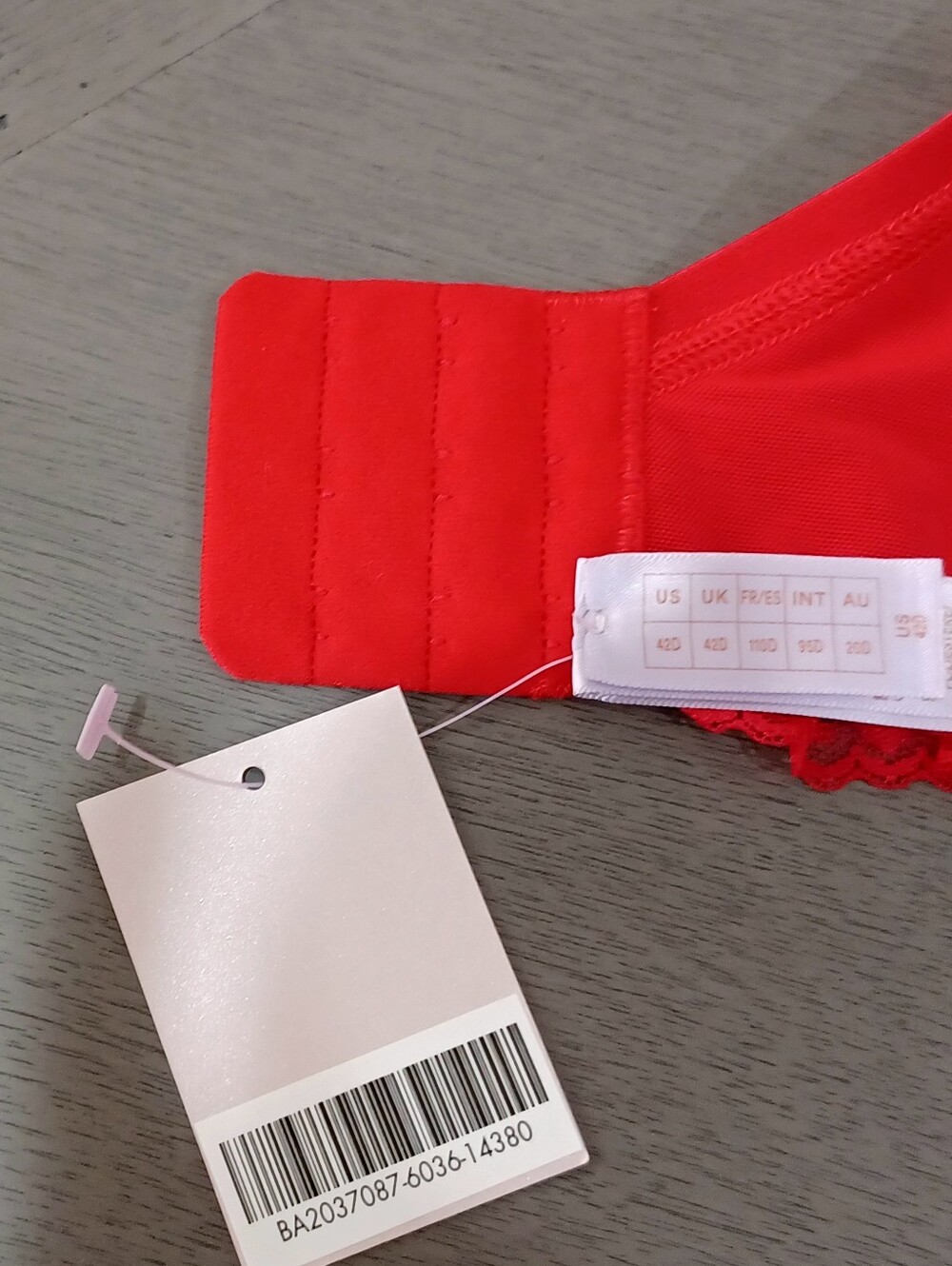 Savage X Fenty Sexy Satin Red Lace-Trim Underwire Bra, Size 42D - Picture 15 of 16
